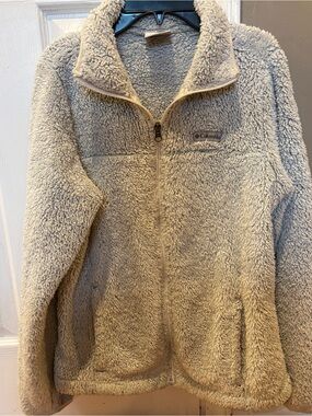 Columbia Women’s Light Gray Sherpa Full-Zip Jacket Sz Small